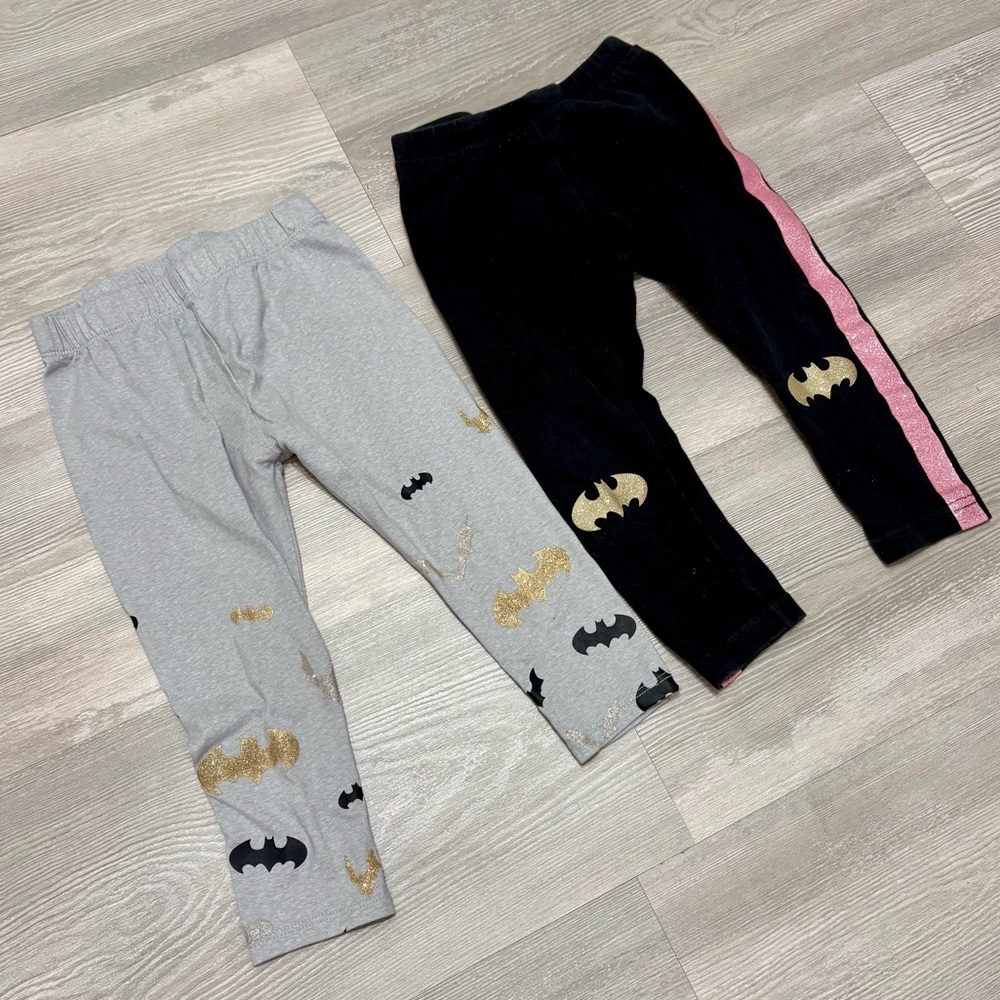 ✨$8 CLEAR-OUT✨ Set of 2 Batman Toddler Girls Sparkle Glitter Leggings Pants